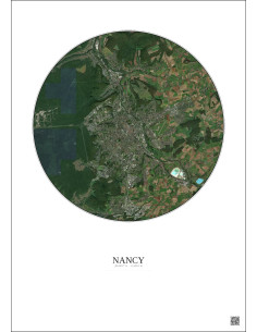 Affiche Nancy – Poster vue satellite 10km Couleur | Gravura – Fond clair 2