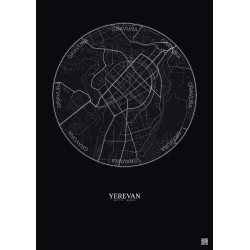Affiche Yerevan – Poster carte de ville 2.5km | Gravura – Fond foncé