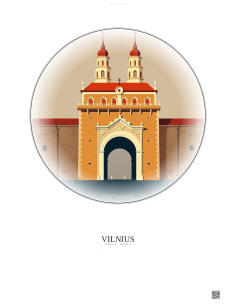Affiche Vilnius – Poster illustration vintage – Gate Of Dawn | Gravura – Fond clair
