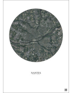 Affiche Nantes – Poster vue satellite 10km Couleur | Gravura – Fond clair 2