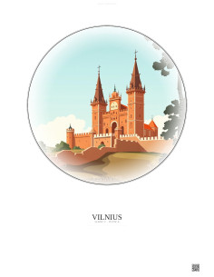 Affiche Vilnius – Poster illustration vintage – Palace Of The Grand Dukes | Gravura – Fond clair