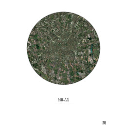 Milan Satellite View Poster 10km Color | Gravura – Light background