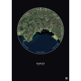 Naples Satellite View Poster 10km Color | Gravura – Dark background