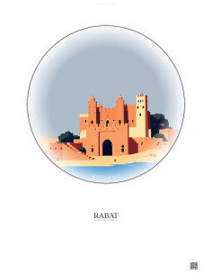 Affiche Rabat – Poster illustration vintage – Chellah | Gravura – Fond clair