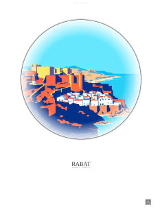 Affiche Rabat – Poster illustration vintage – Kasbah Of The Udayas | Gravura – Fond clair
