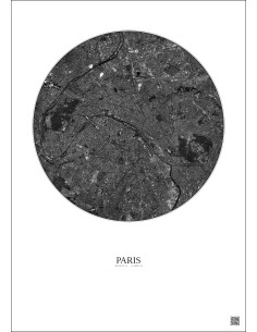 Affiche Paris – Poster vue satellite 10km N&B | Gravura – Fond clair 2