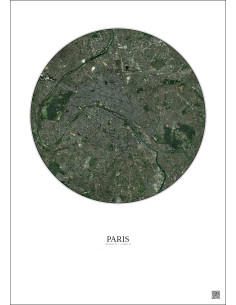 Paris Satellite View Poster 10km Color | Gravura – Light background 2