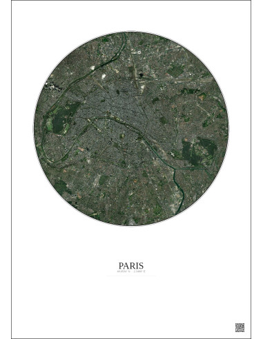 Affiche Paris – Poster vue satellite 10km Couleur | Gravura – Fond clair
