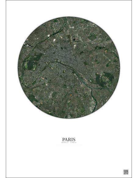 Affiche Paris – Poster vue satellite 10km Couleur | Gravura – Fond clair