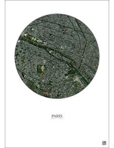 Paris Satellite View Poster 2.5km Color | Gravura – Light background 2