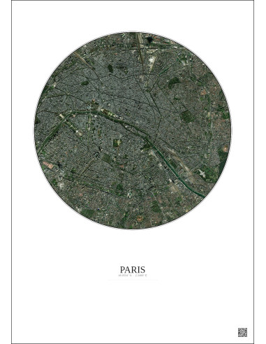 Paris Satellite View Poster 6km Color | Gravura – Light background