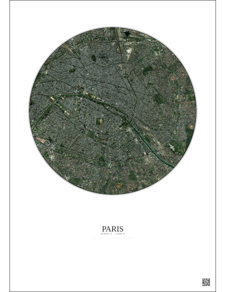 Paris Satellite View Poster 6km Color | Gravura – Light background