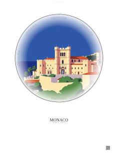 Affiche Monaco – Poster illustration vintage – Prince S Palace | Gravura – Fond clair
