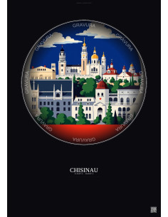 Affiche Chisinau – Poster illustration vintage – Chisinau | Gravura – Fond foncé