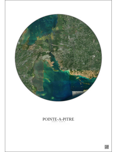 Pointe A Pitre Satellite View Poster 10km Color | Gravura – Light background