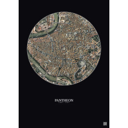 Pantheon Satellite View Poster 1km Color | Gravura – Dark background