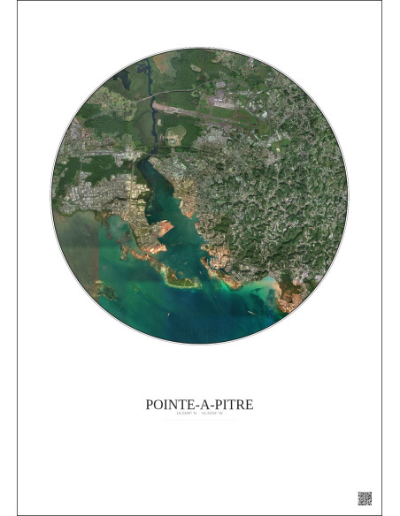 Pointe A Pitre Satellite View Poster 5km Color | Gravura – Light background