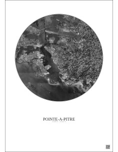 Pointe A Pitre Satellite View Poster 5km B&W | Gravura – Light background 2