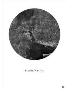 Pointe A Pitre Satellite View Poster 10km B&W | Gravura – Light background 2