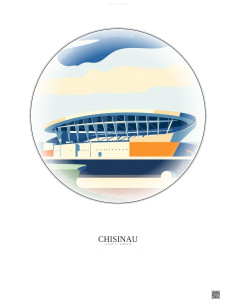 Affiche Chisinau – Poster illustration vintage – Stadionul Republican | Gravura – Fond clair