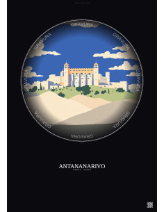 Antananarivo Vintage Travel Poster – Rova Of Antananarivo | Gravura – Dark background