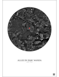 Roquefort Les Pins Satellite View Poster 2.5km B&W | Gravura – Light background 2