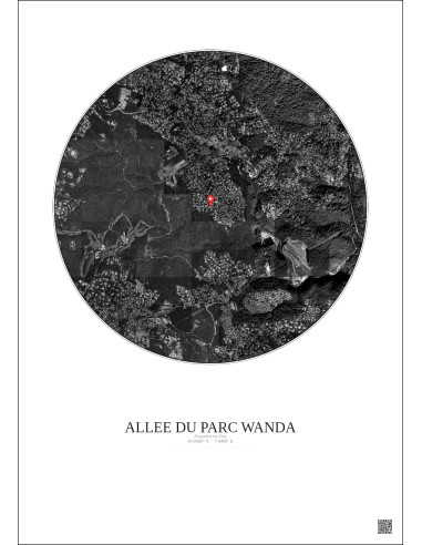 Roquefort Les Pins Satellite View Poster 2.5km B&W | Gravura – Light background