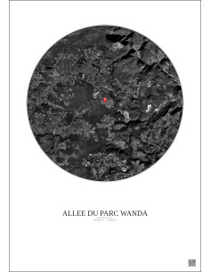 Roquefort Les Pins Satellite View Poster 5km B&W | Gravura – Light background 2
