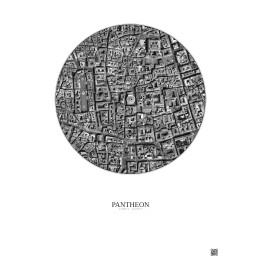 Pantheon Satellite View Poster 0.5km B&W | Gravura – Light background