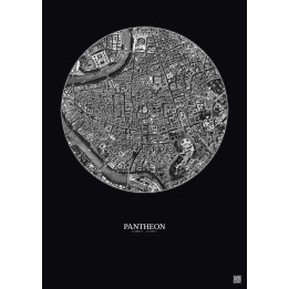 Pantheon Satellite View Poster 1km B&W | Gravura – Dark background