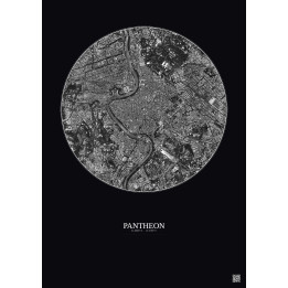Pantheon Satellite View Poster 2.5km B&W | Gravura – Dark background