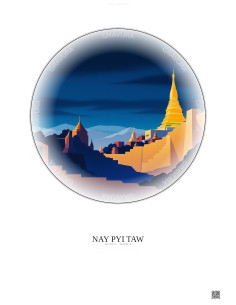 Affiche Nay Pyi Taw – Poster illustration vintage – Famous Viewpoint Of Nay Pyi Taw | Gravura – Fond clair