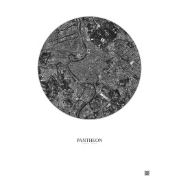 Pantheon Satellite View Poster 2.5km B&W | Gravura – Light background