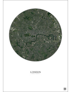 London Satellite View Poster 10km Color | Gravura – Light background 2