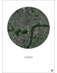 London Satellite View Poster 2.5km Color | Gravura – Light background 2