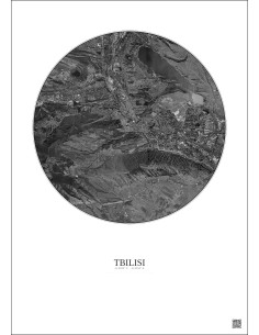 Tbilisi Satellite View Poster 10km B&W | Gravura – Light background 2