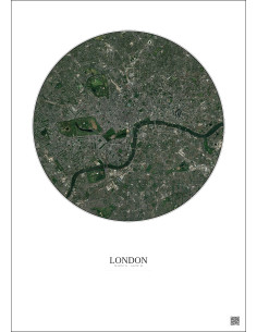 London Satellite View Poster 6km Color | Gravura – Light background 2