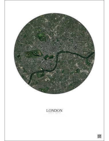 Affiche London – Poster vue satellite 6km Couleur | Gravura – Fond clair