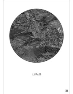 Tbilisi Satellite View Poster 6km B&W | Gravura – Light background 2