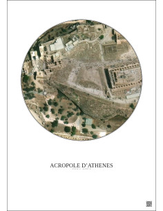 Affiche Acropole Dathenes – Poster vue satellite 0.1km Couleur | Gravura – Fond clair 2