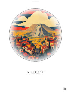 Mexico City Vintage Travel Poster – Famous Viewpoint Of Mexico City | Gravura – Light background