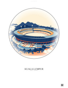 Affiche Kuala Lumpur – Poster illustration vintage – National Stadium Bukit Jalil | Gravura – Fond clair
