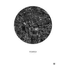 Pompeii Satellite View Poster 1km B&W | Gravura – Light background