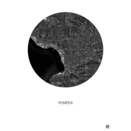 Pompeii Satellite View Poster 10km B&W | Gravura – Light background
