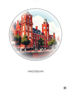 Affiche Amsterdam – Poster illustration vintage – Rijksmuseum | Gravura – Fond clair