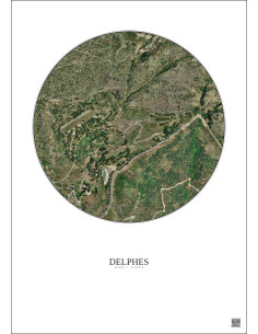 Delphes Satellite View Poster 0.5km Color | Gravura – Light background 2