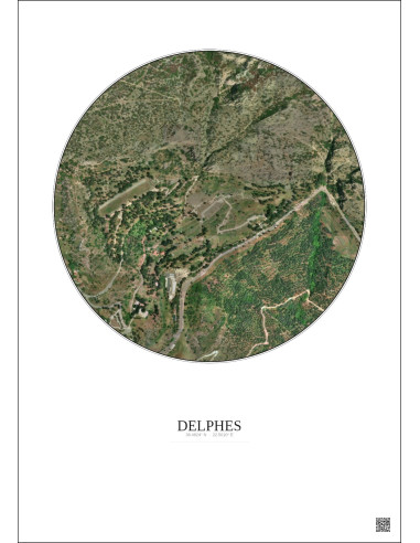 Delphes Satellite View Poster 0.5km Color | Gravura – Light background