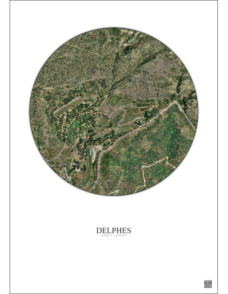 Delphes Satellite View Poster 0.5km Color | Gravura – Light background
