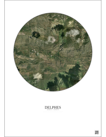 Delphes Satellite View Poster 2.5km Color | Gravura – Light background