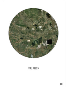 Delphes Satellite View Poster 5km Color | Gravura – Light background 2